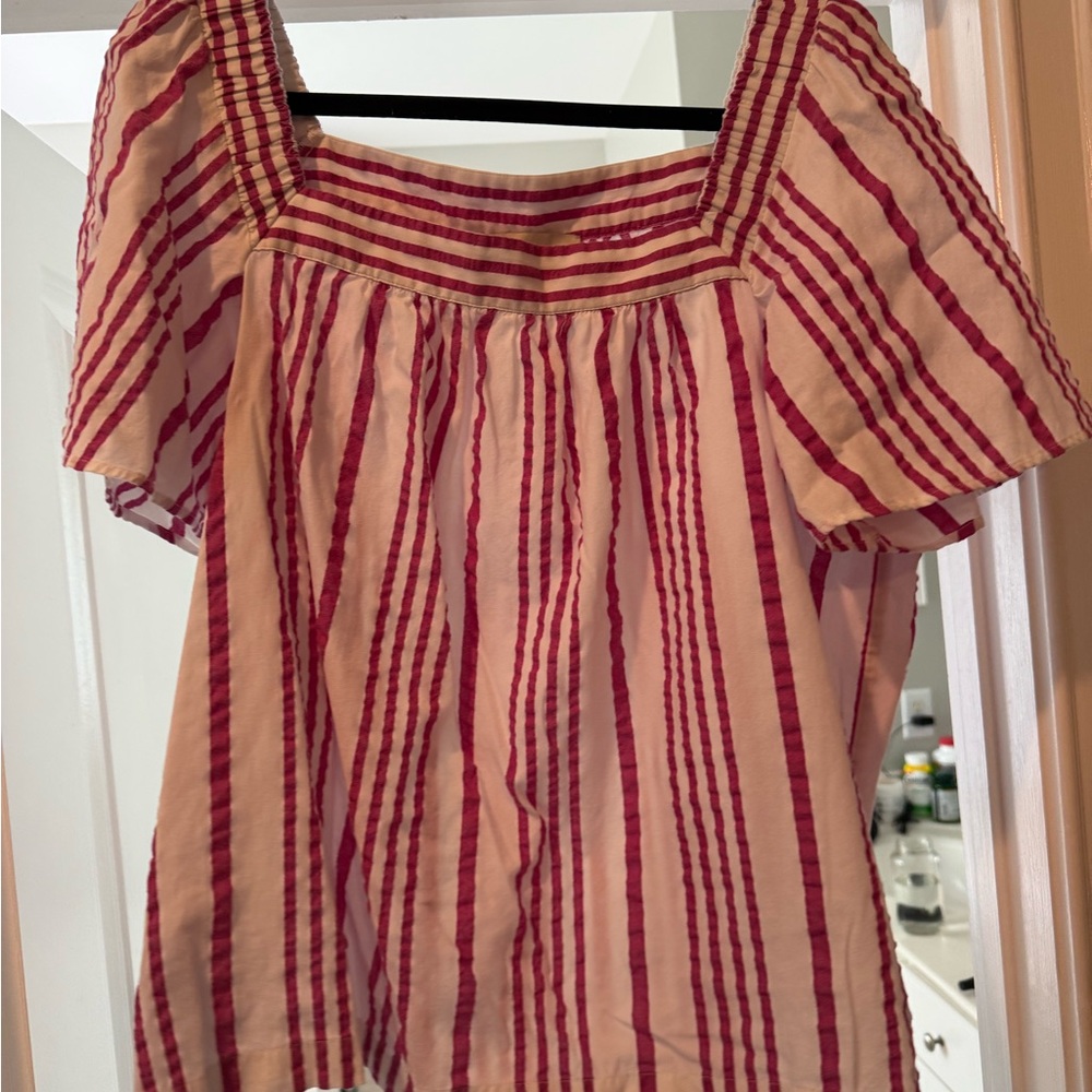 Striped Pink and White Women's Top